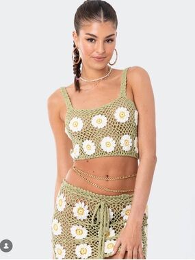 Edikted crochet sunflower skirt set XS